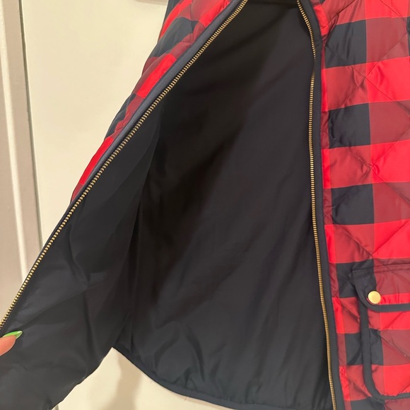 J CREW buffalo plaid navy and red quilted vest - Picture 7 of 9